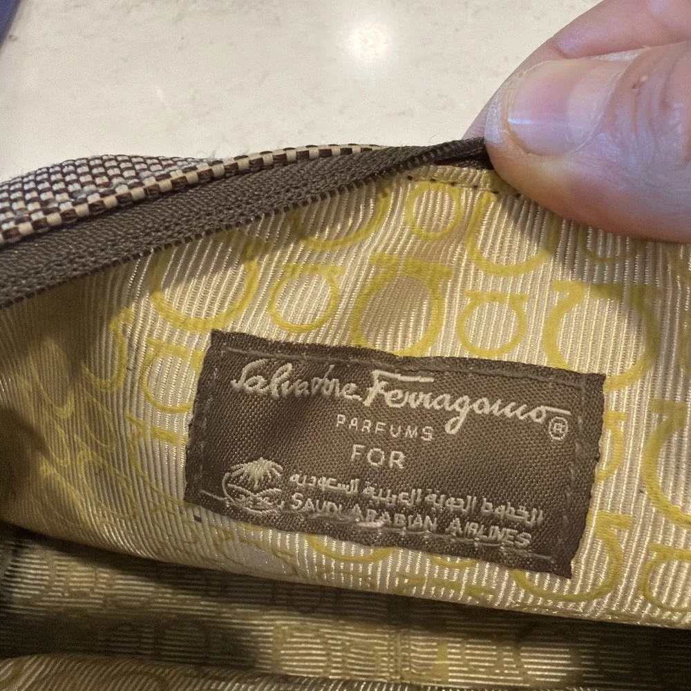 Salvatore Ferragamo Brown Canvas Clutch/Pouch/cosmetic/Toiletries Bag